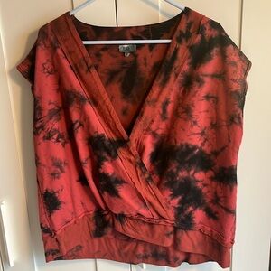 POL- black and red tie dye shirt